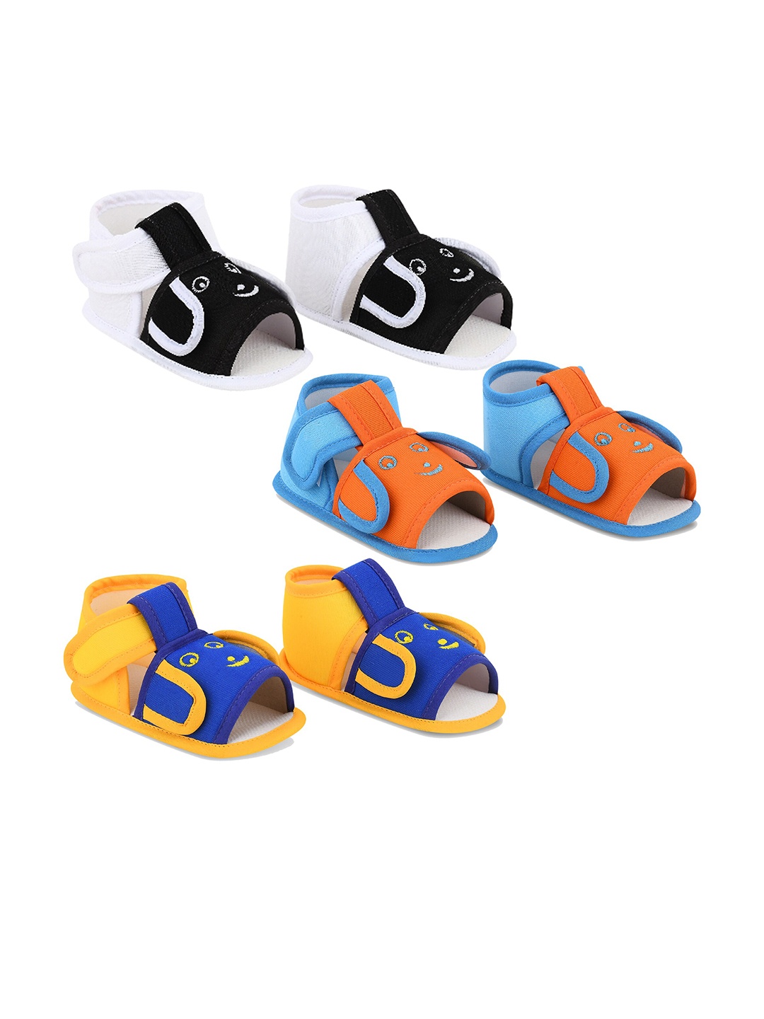 Smartots Infants Set of 3 Colourblocked Cotton Booties, Black