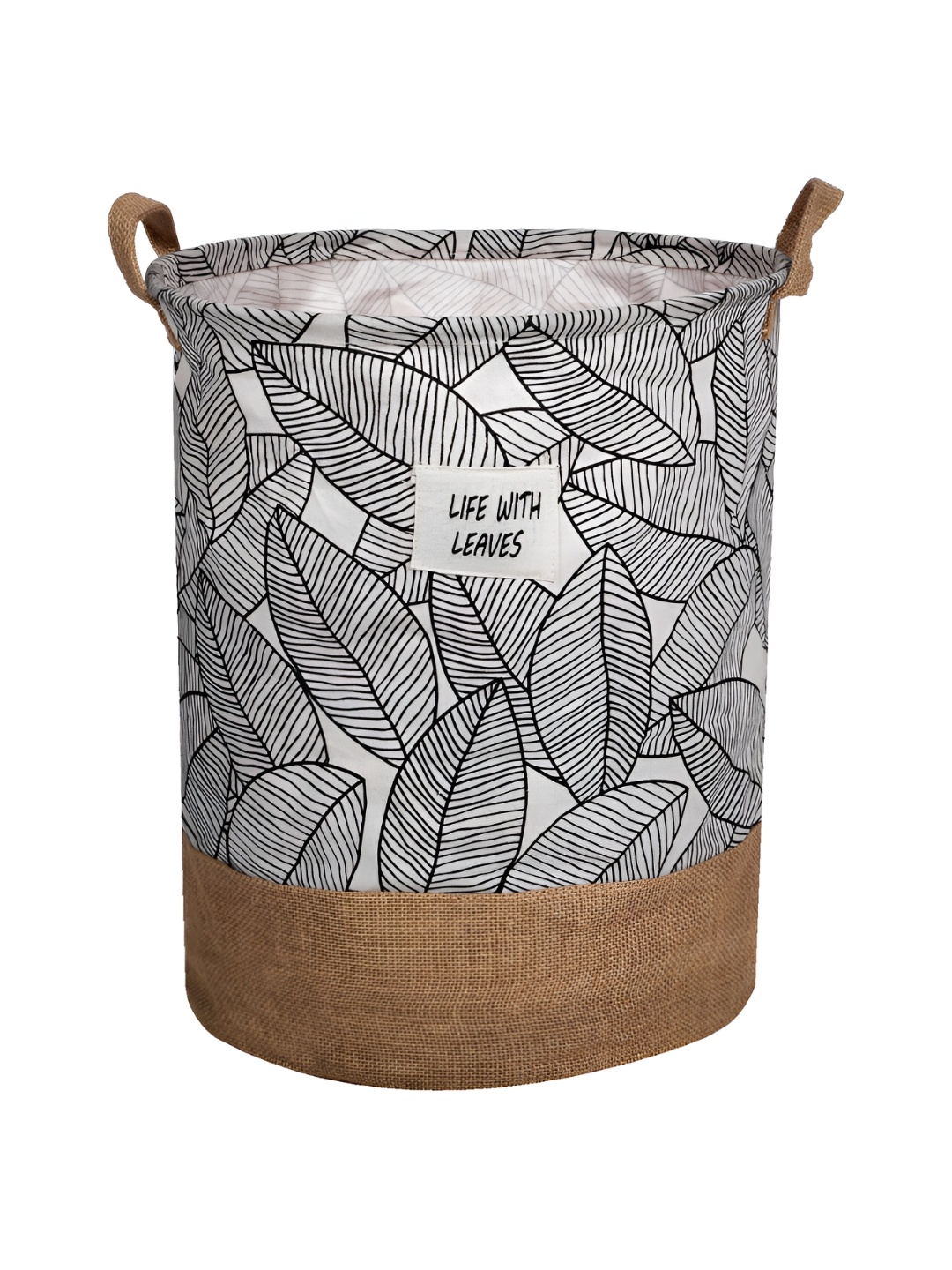 

Kuber Industries Brown & White Printed Jute Foldable Laundry Bag