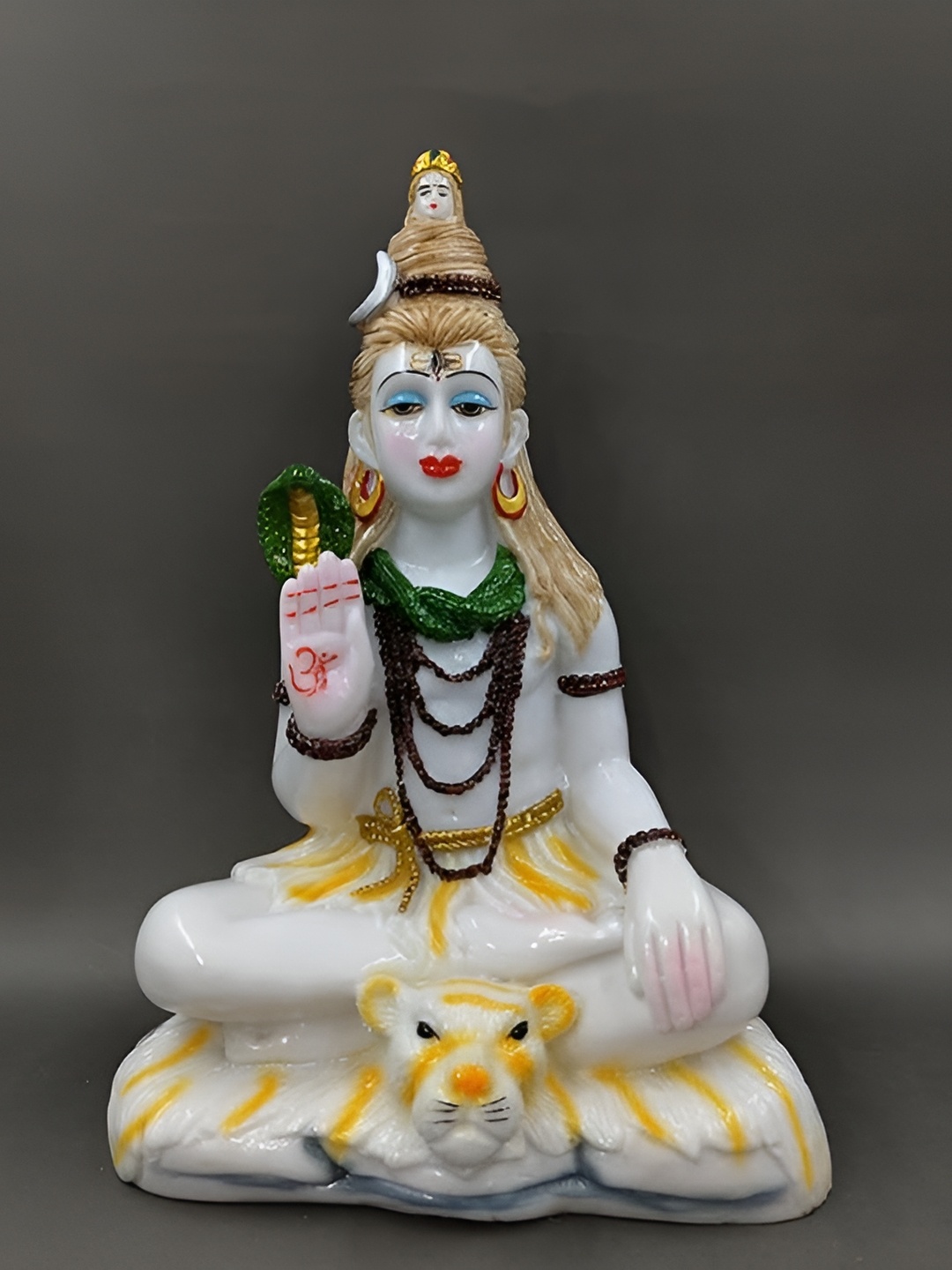 

CraftVatika White & Gold Toned Marble Religious Idol Decorative Showpiece