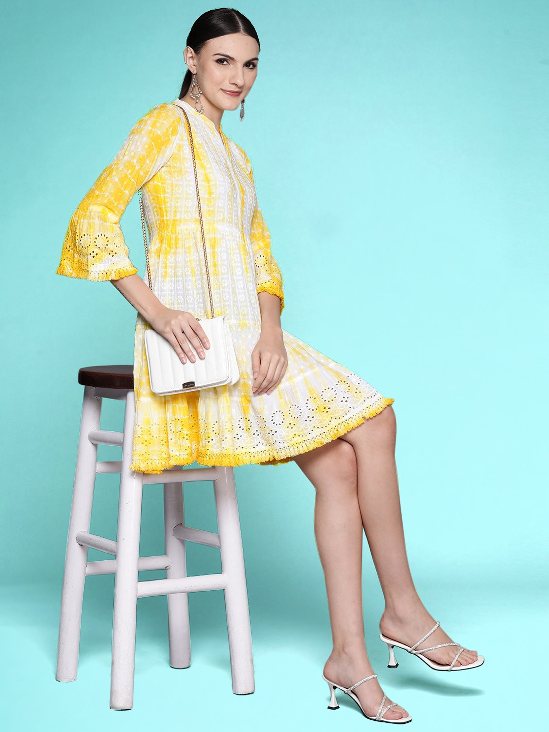 

Runway Dreams Tie & Dye Embroidered A-Line Dress, Yellow
