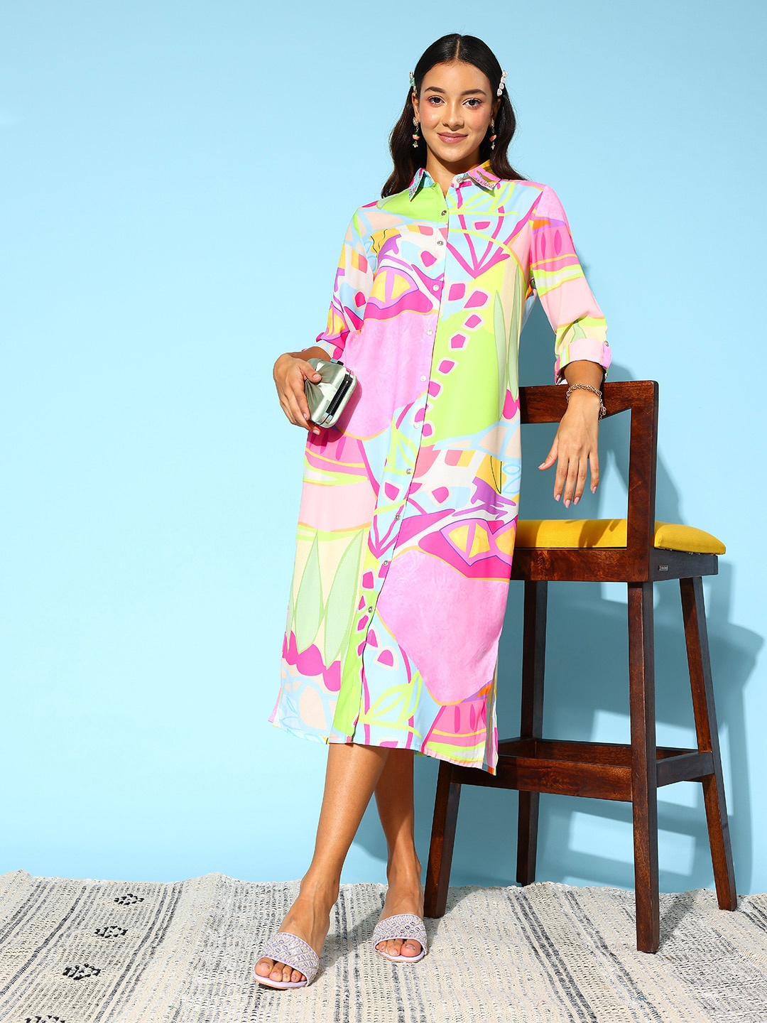 

Runway Dreams Abstract Printed A-Line Dress, Pink