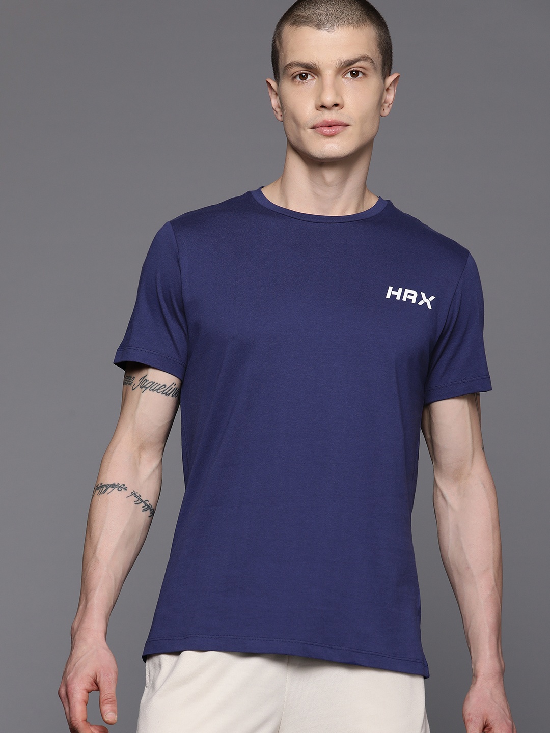 

HRX by Hrithik Roshan Men Brand Logo Printed T-shirt, Blue