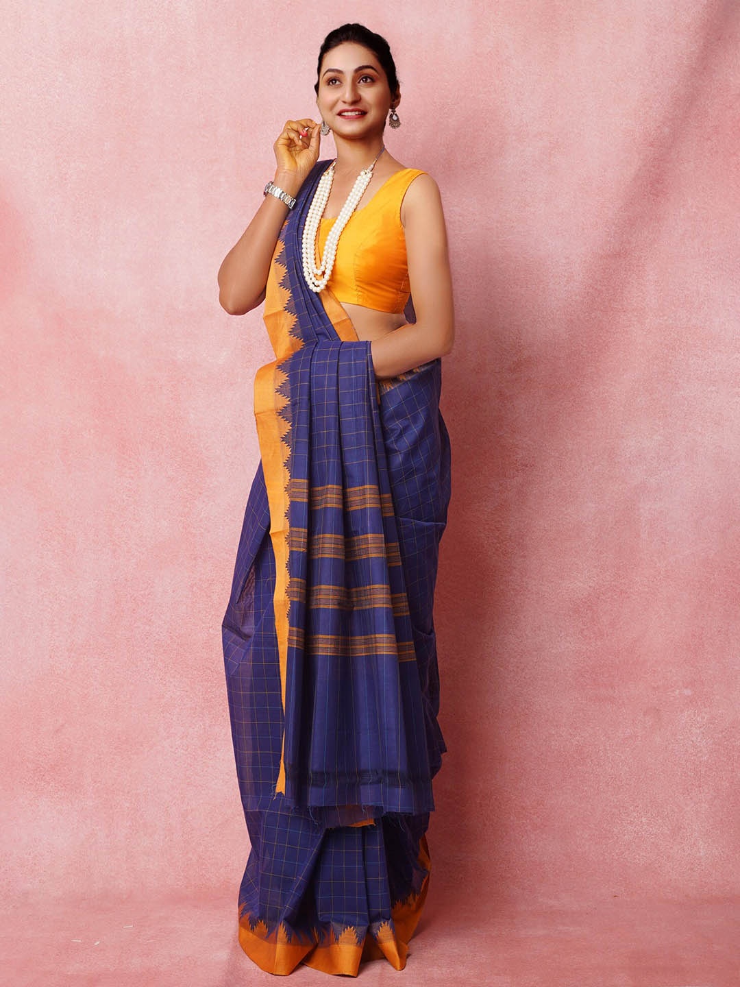 

Unnati Silks Woven Design Handloom Chettinad Saree, Navy blue