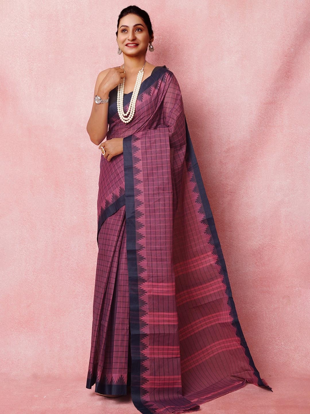 

Unnati Silks Woven Design Handloom Chettinad Saree, Pink