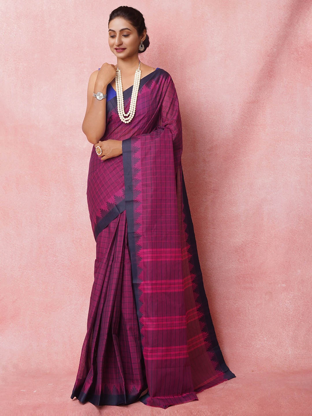 

Unnati Silks Woven Design Art Silk Handloom Chettinad Saree, Pink