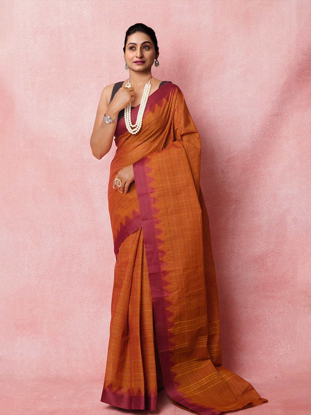 

Unnati Silks Woven Design Handloom Chettinad Saree, Brown