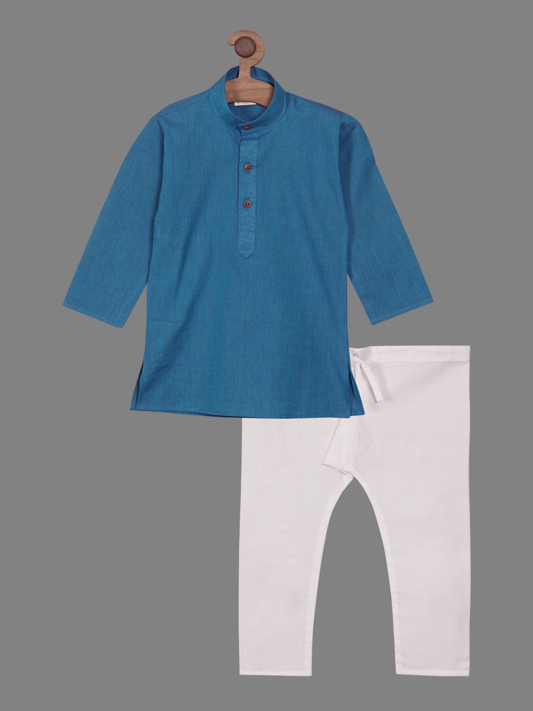 

BAESD Boys Mandarin Collar Pure Cotton Kurta with Pyjamas, Blue