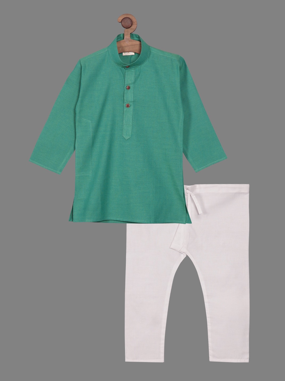 

BAESD Boys Mandarin Collar Pure Cotton Kurta with Pyjamas, Green