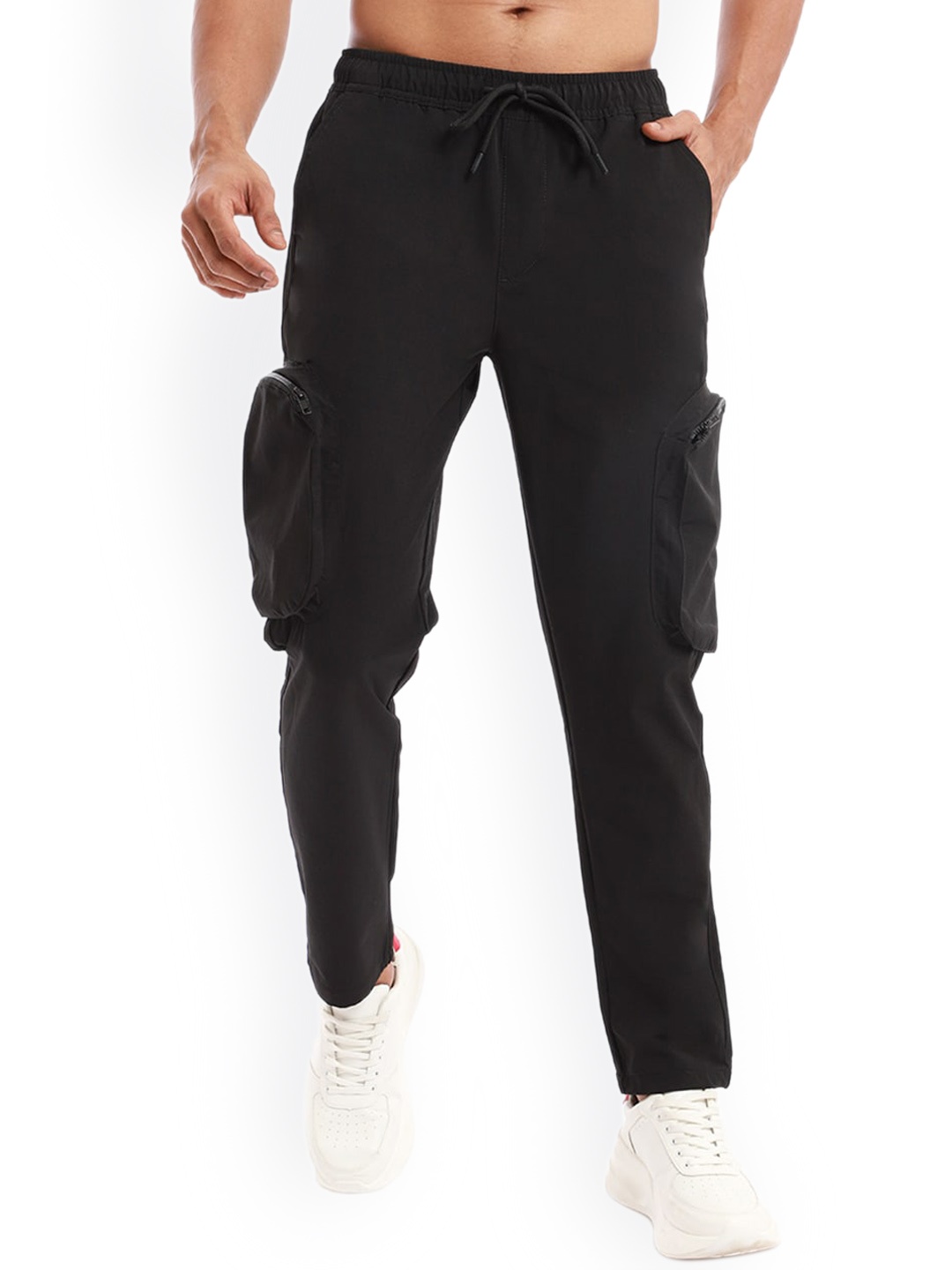 

Banana Club Noir Men Slim Fit Cargo Track Pants, Black