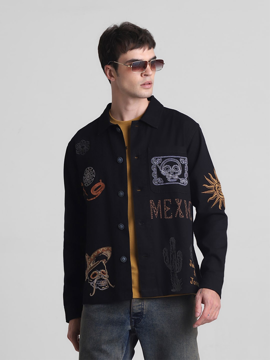 

Jack & Jones Graphic Printed Pure Cotton Casual Shirt, Black