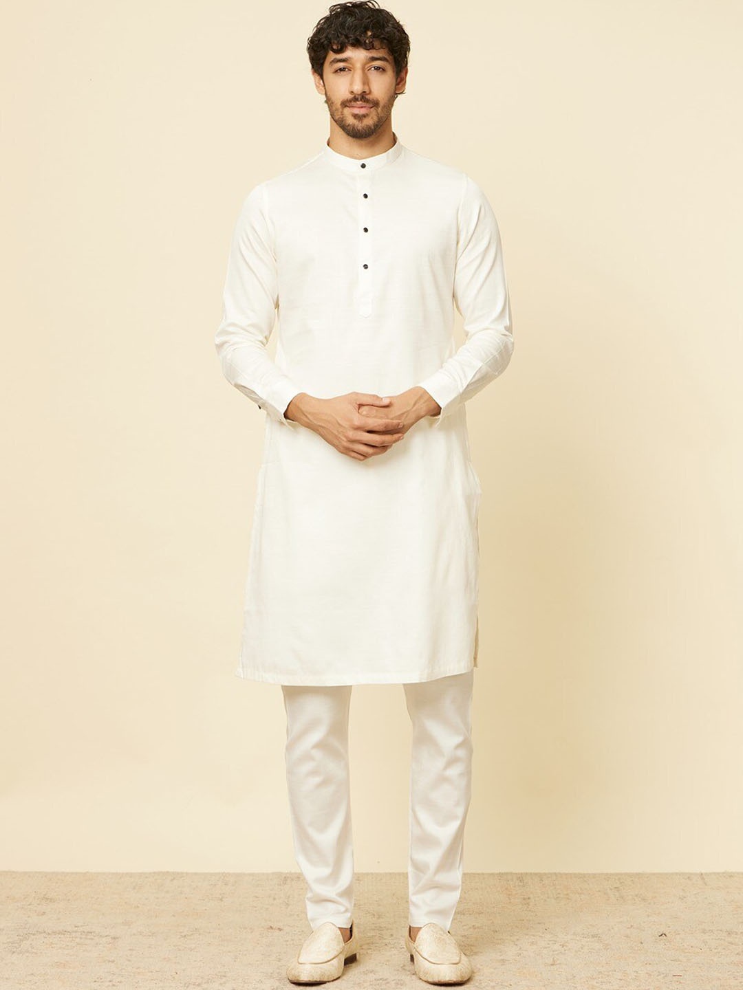 

Manyavar Woven Design Nehru Jacket, Off white