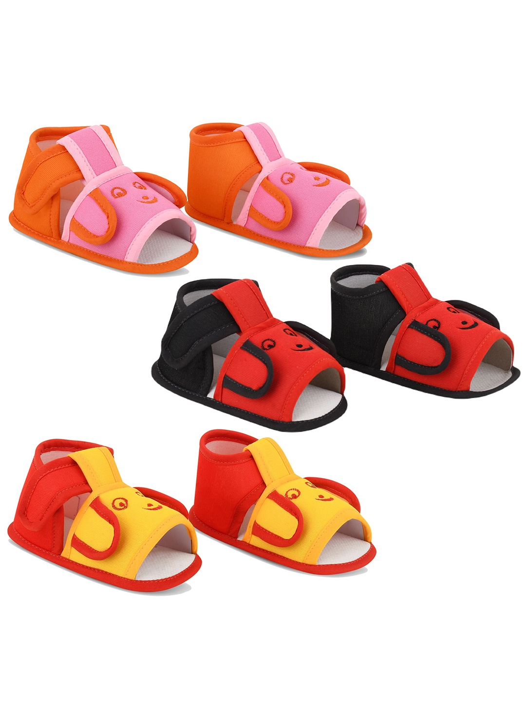 Smartots Infant Kids Set of 3 Booties, Red