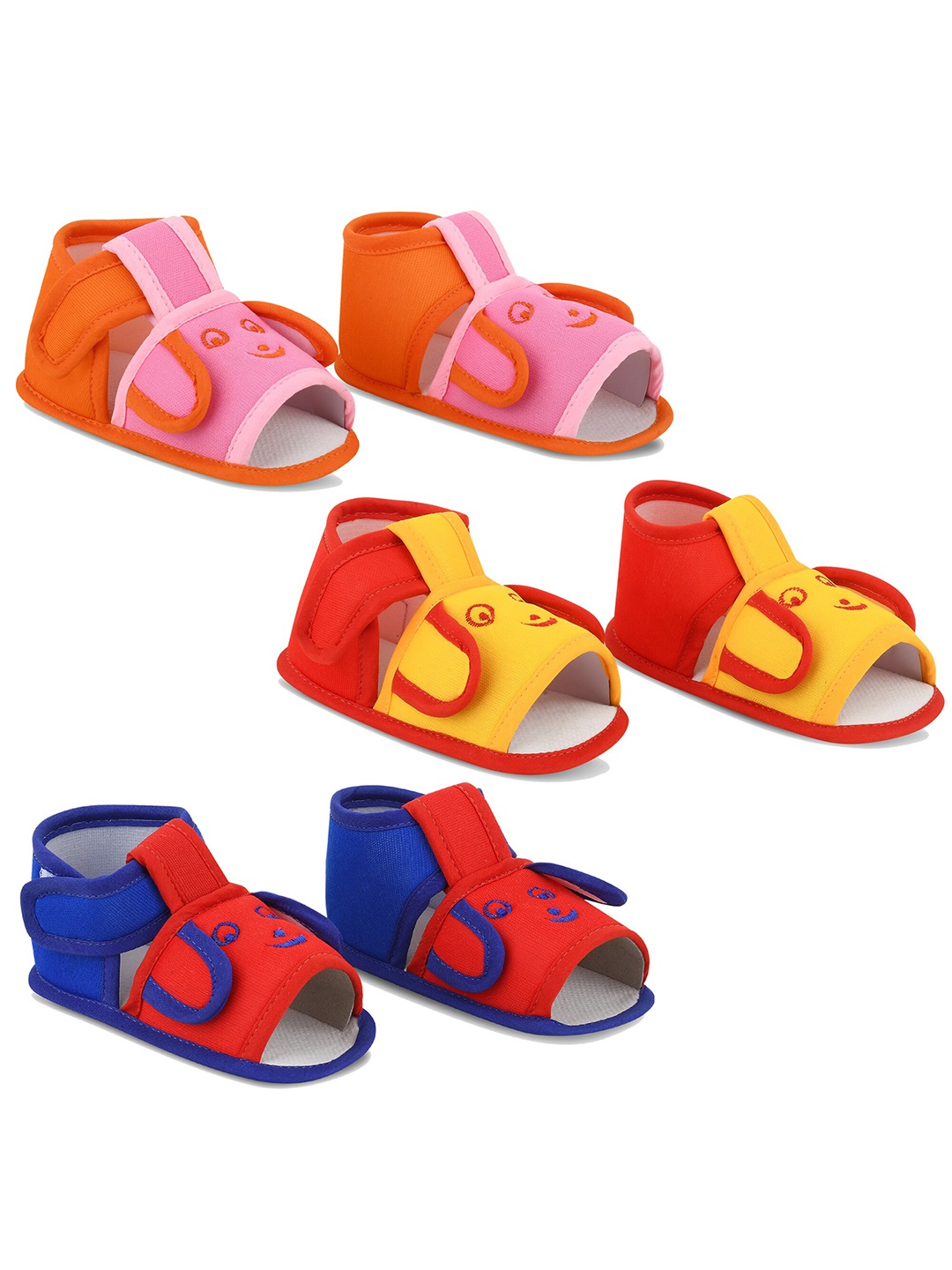 Smartots Infant Kids Set of 3 Cotton Booties, Orange