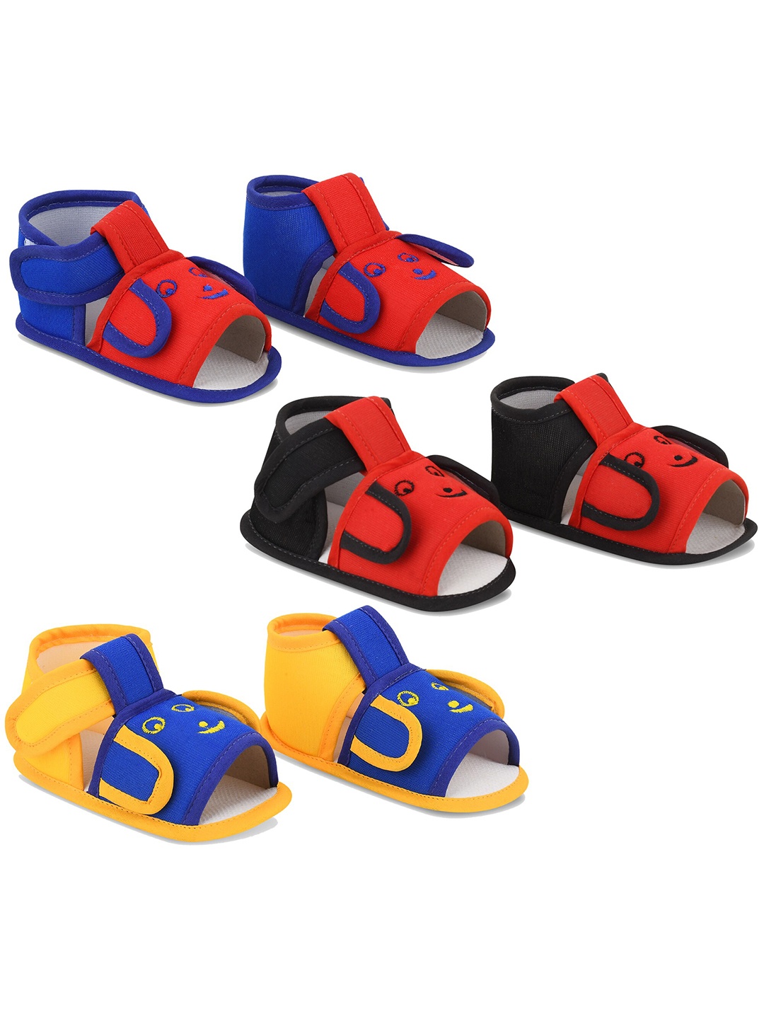 

Smartots Infants Set of 3 Colourblocked Cotton Booties, Red