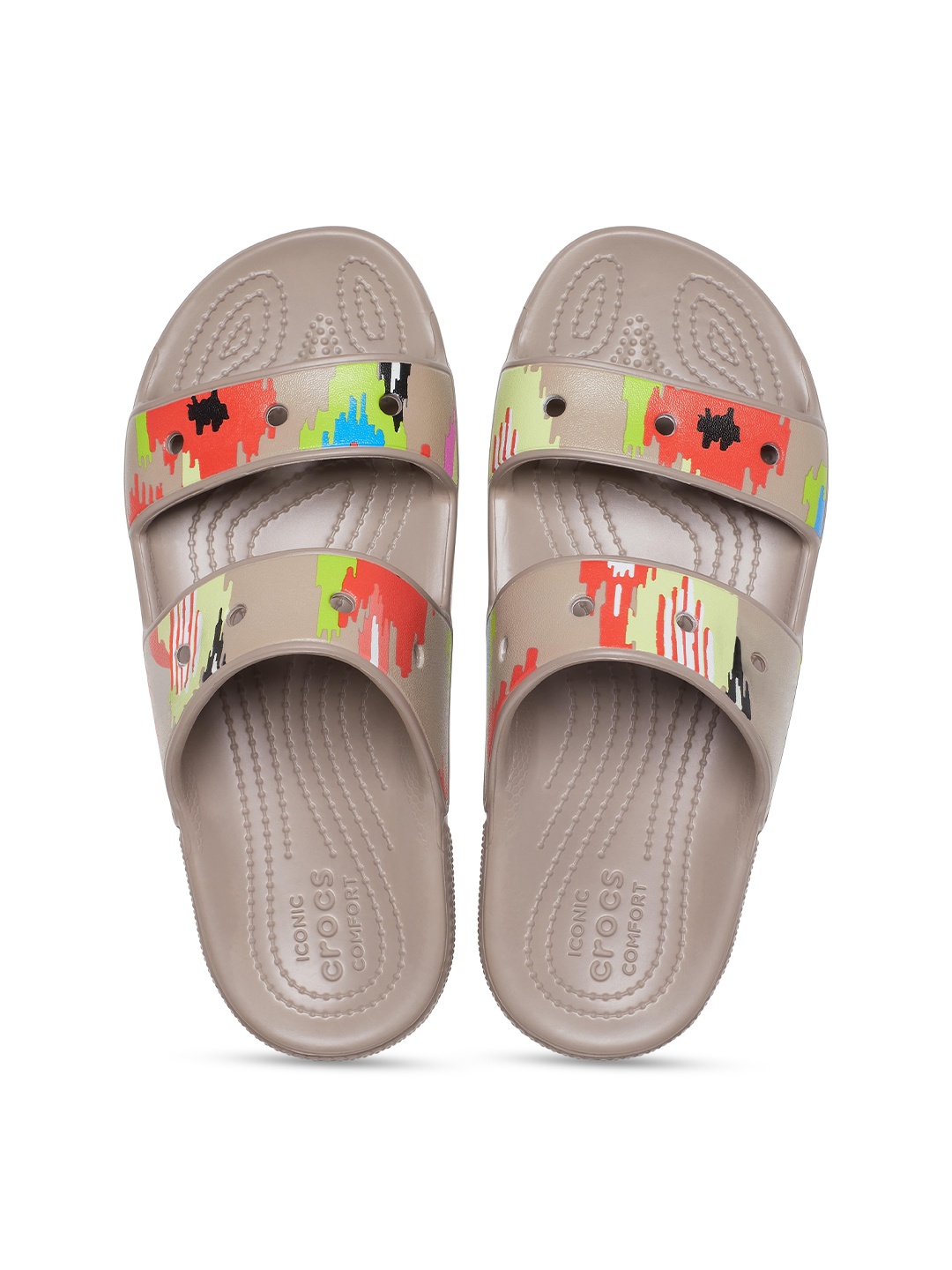 

Crocs Printed Croslite Sliders, Brown