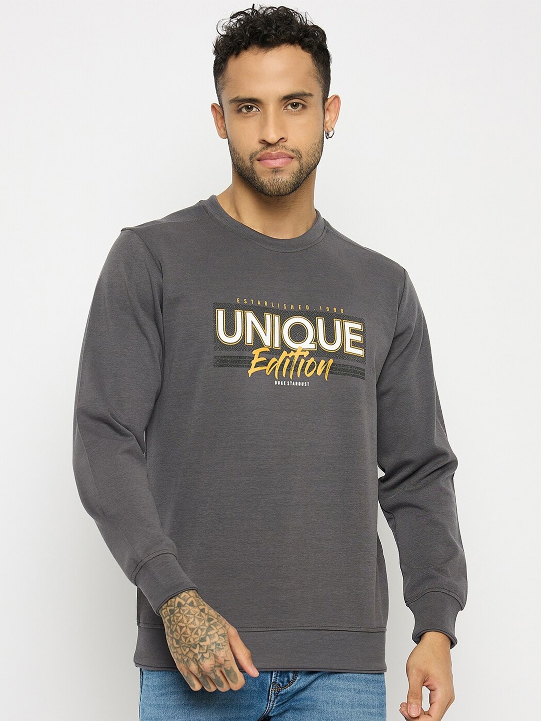 

Duke Alphanumeric Printed Pullover Sweatshirt, Grey