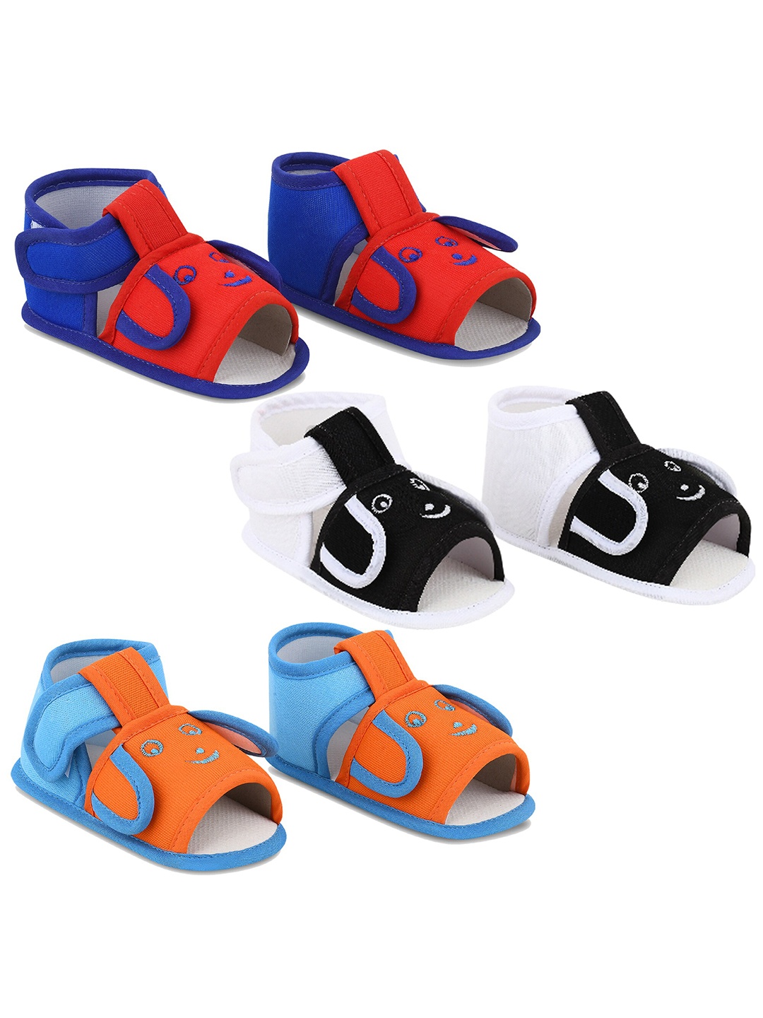 

Smartots Infants Set of 3 Colourblocked Cotton Booties, Red