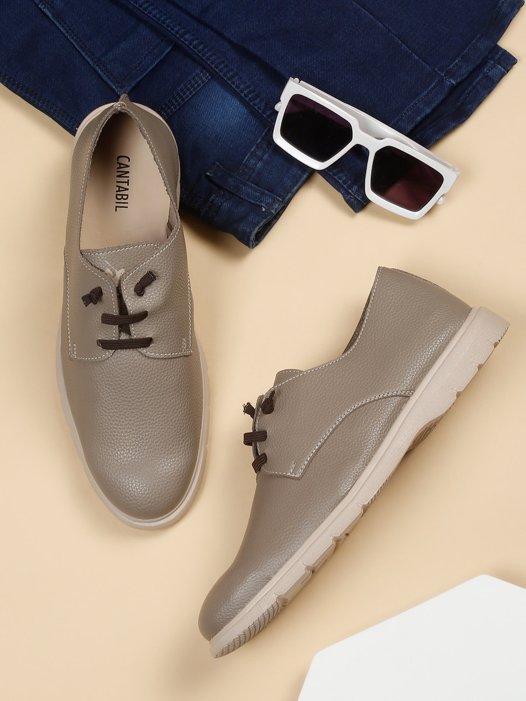 

Cantabil Men Round Toe Sneakers, Beige
