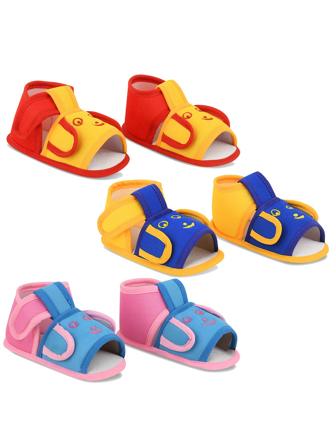 

Smartots Infants Set of 3 Colourblocked Cotton Booties, Yellow