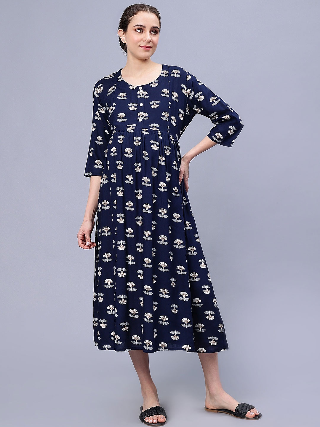 

NIGHTSPREE Printed Maternity Maxi Nightdress, Navy blue