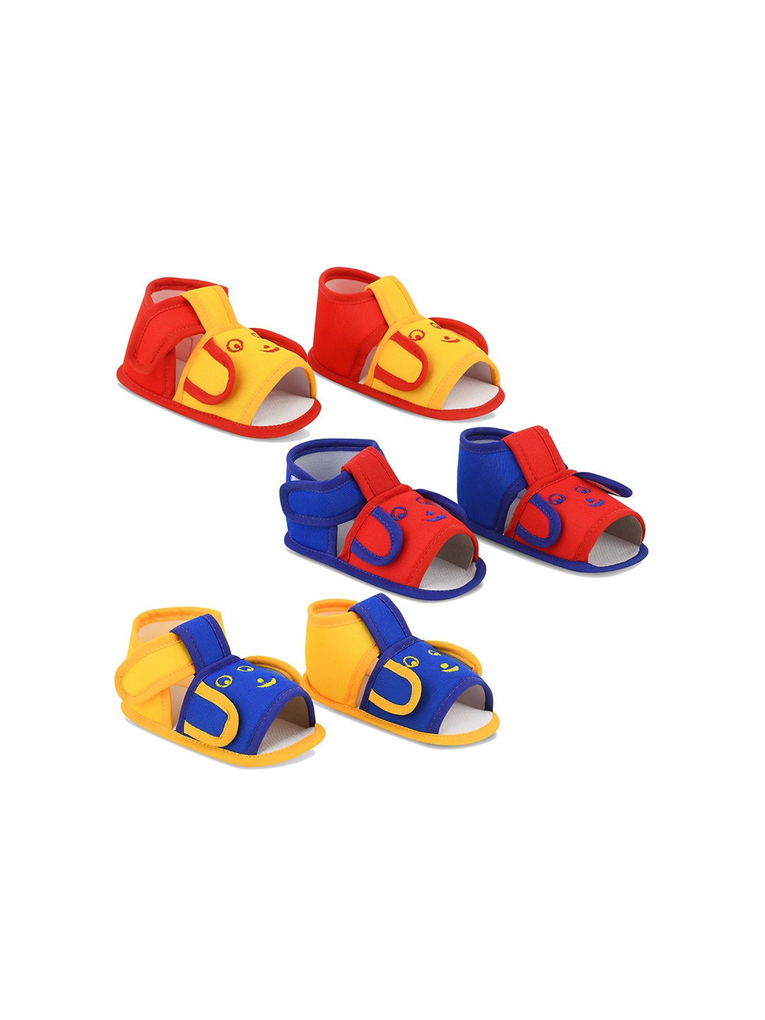 

Smartots Infant Kids Set of 3 Cotton Booties, Red