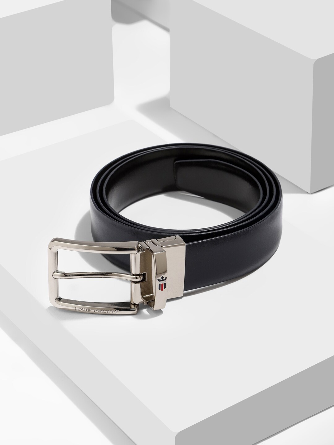 

Louis Philippe Men Leather Formal Belt, Black