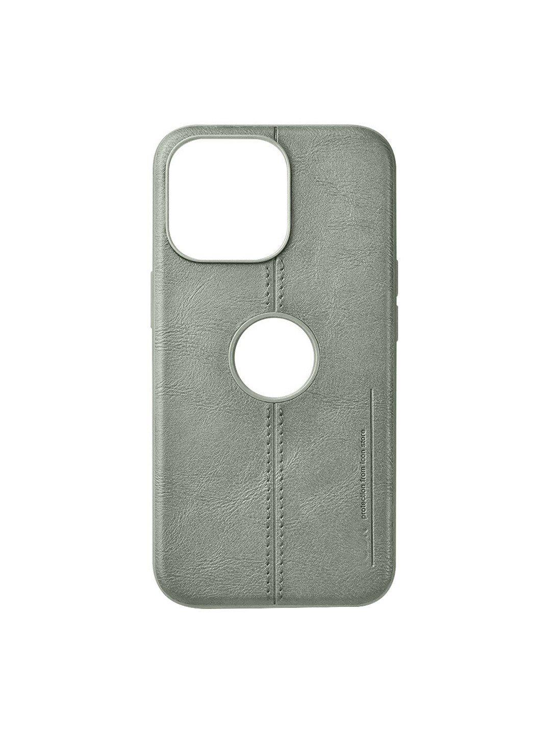 

TREEMODA Leather iPhone 15 Pro Back Case, Grey