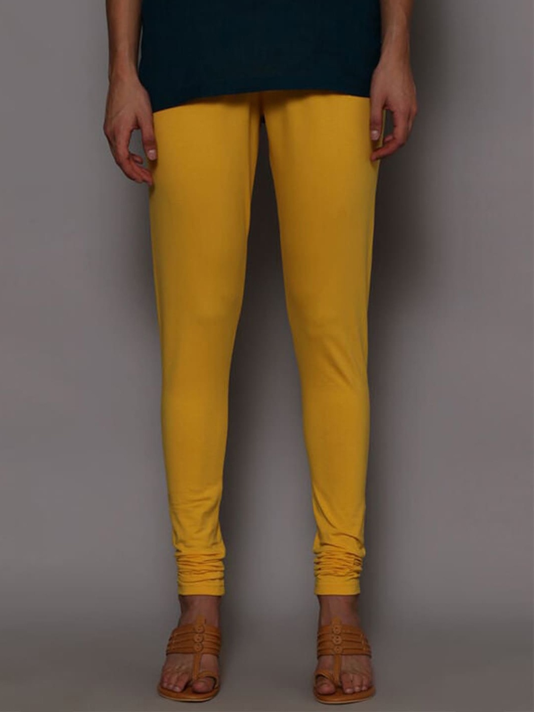 

Biba Mid Rise Cotton Churidar Length Leggings, Yellow
