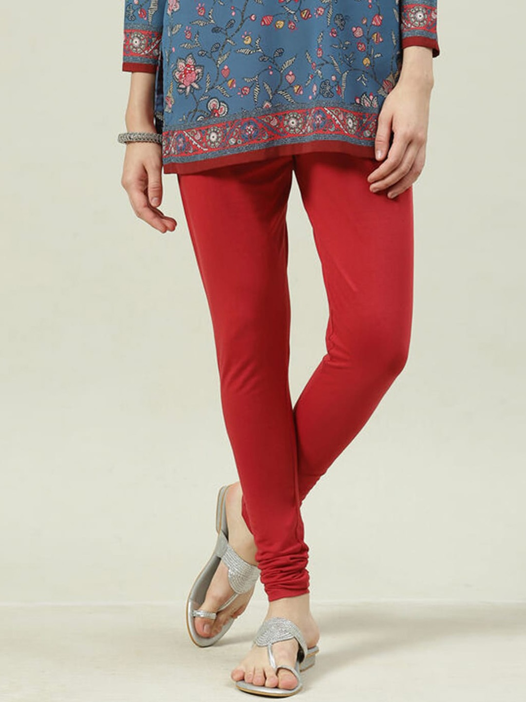 

Biba Mid Rise Churidar Length Leggings, Red