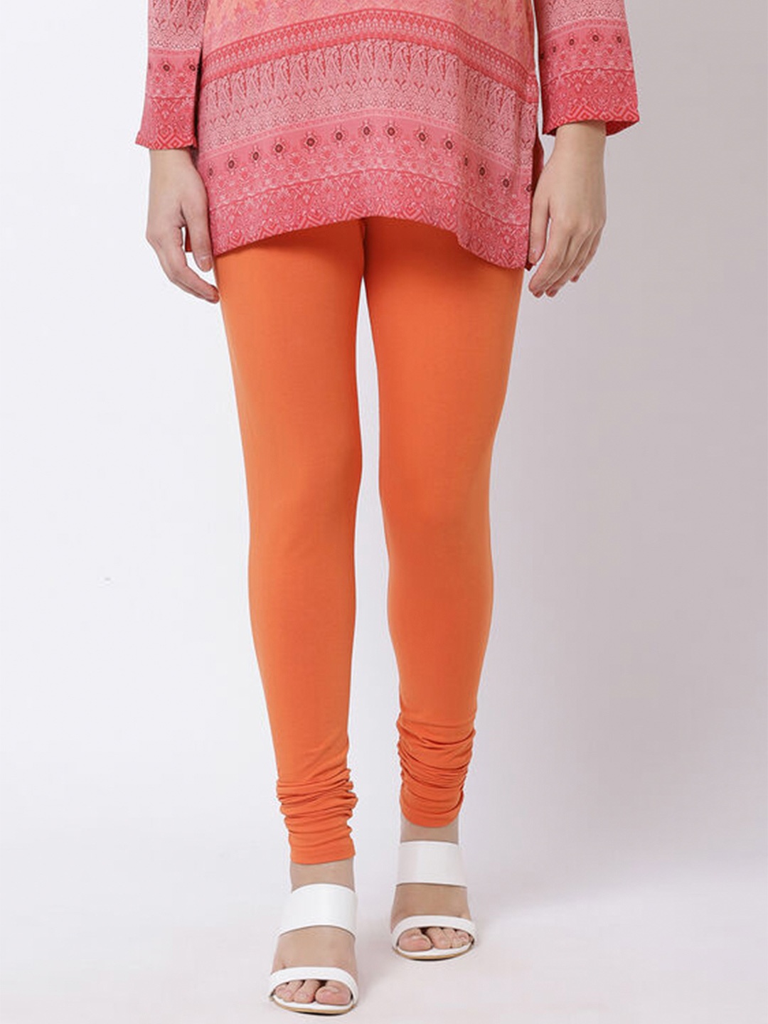 

Biba Women Mid-Rise Churidar-Length Leggings, Orange