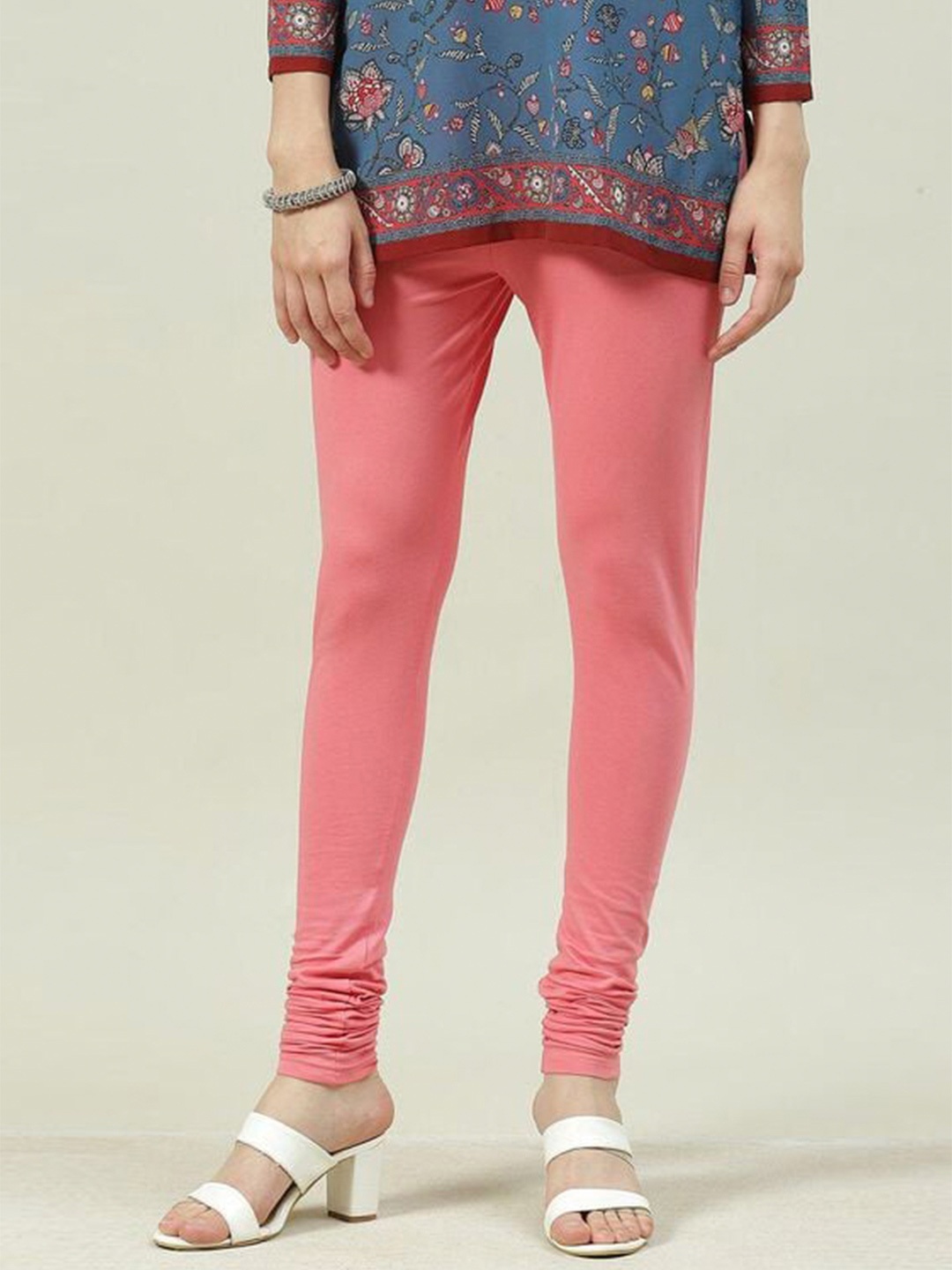 

Biba Women Mid-Rise Churidar-Length Leggings, Pink