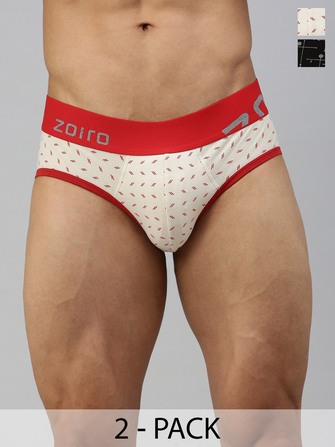 

Zoiro Pack Of 2 Printed Light Weight Basic Briefs, Black