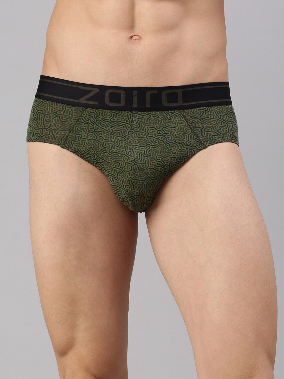 

Zoiro Abstract Printed 4 Way Stretch Basic Briefs ZO-BRI-MODALSOFT2431-AG-S, Green