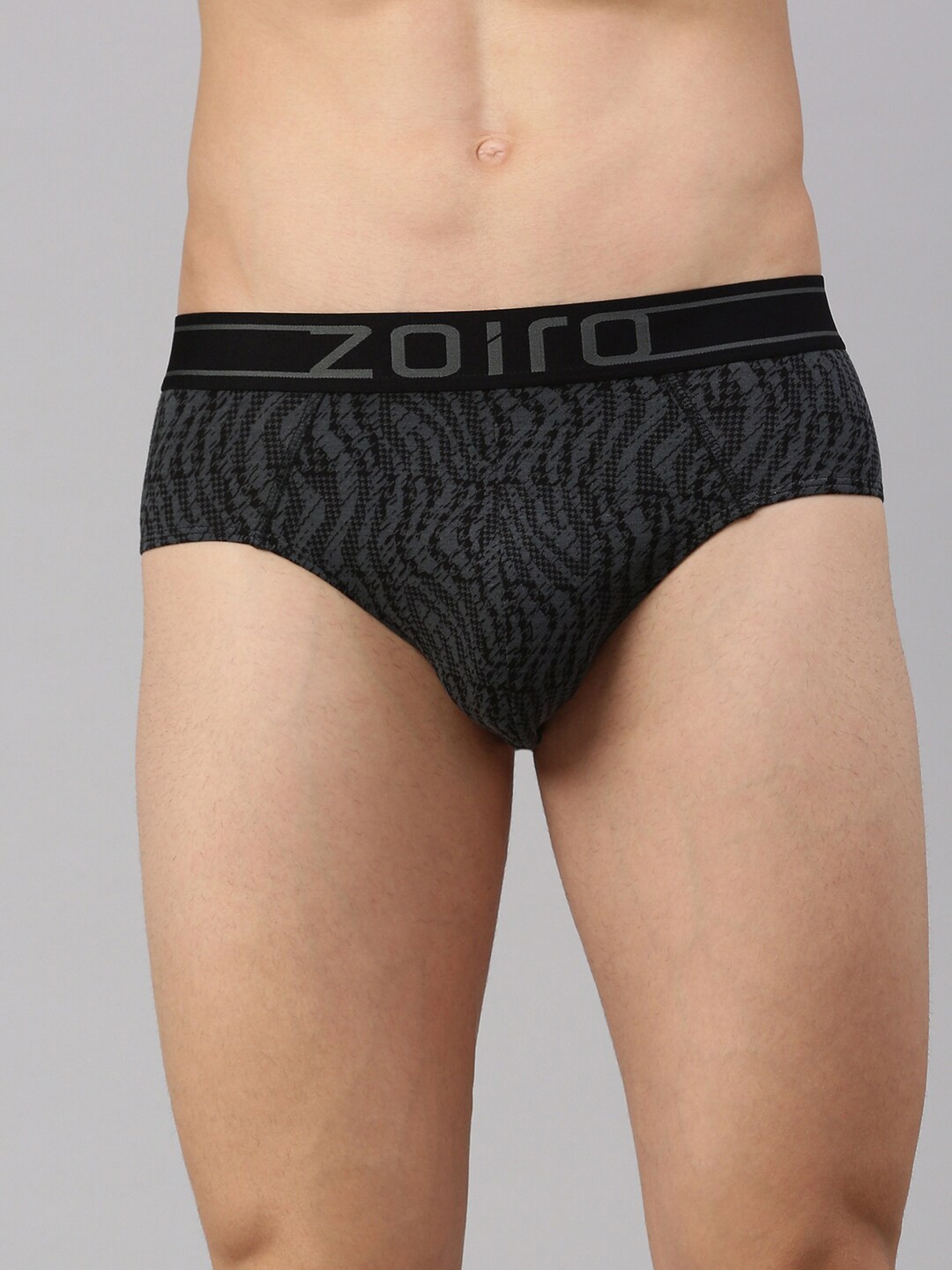 

Zoiro Abstract Printed Four Way Stretch Basic Briefs ZO-BRI-MODALSOFT2431, Black