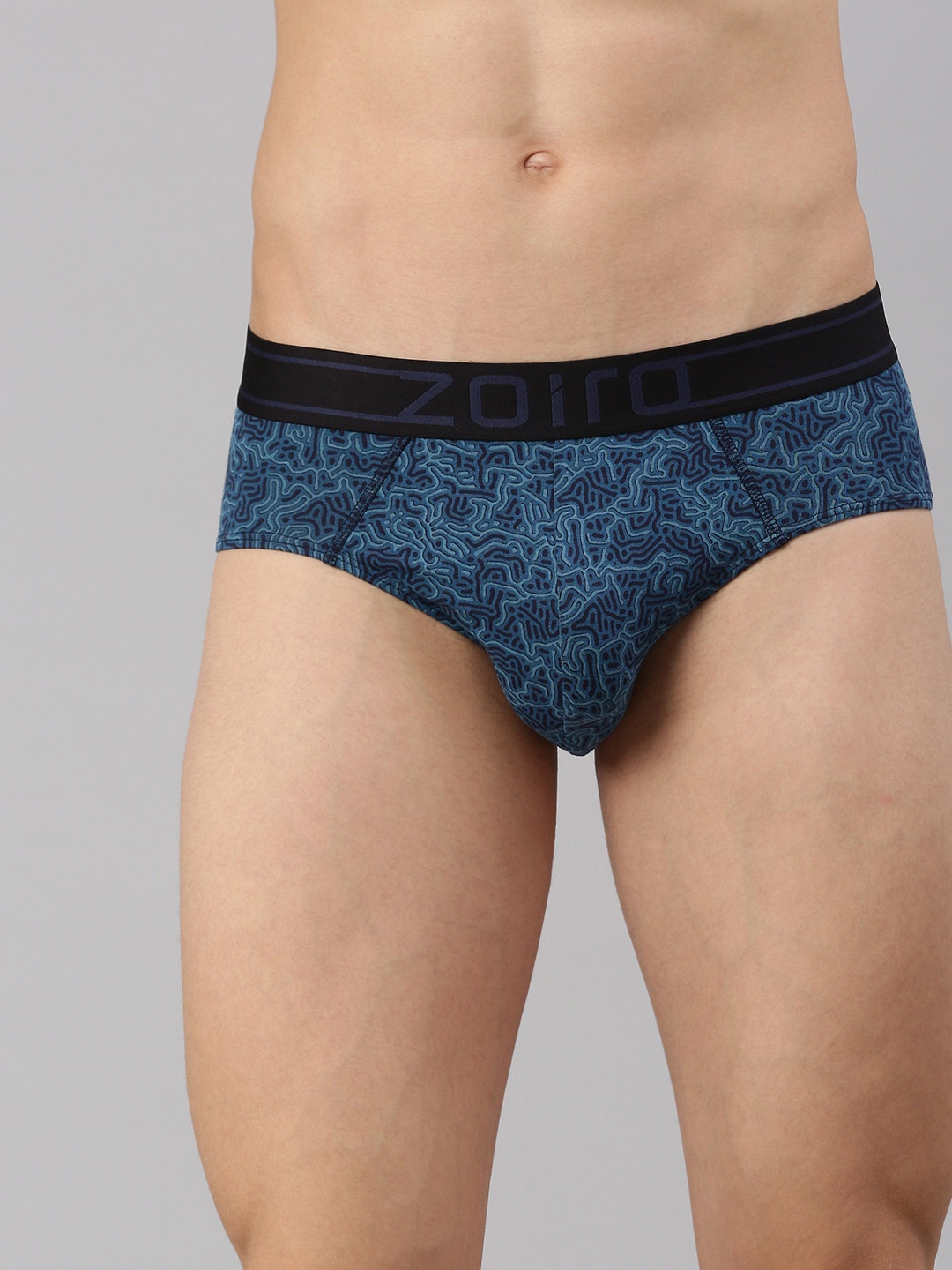 

Zoiro Abstract Printed Four Way Stretch Basic Briefs ZO-BRI-MODALSOFT2431-PB-S, Blue