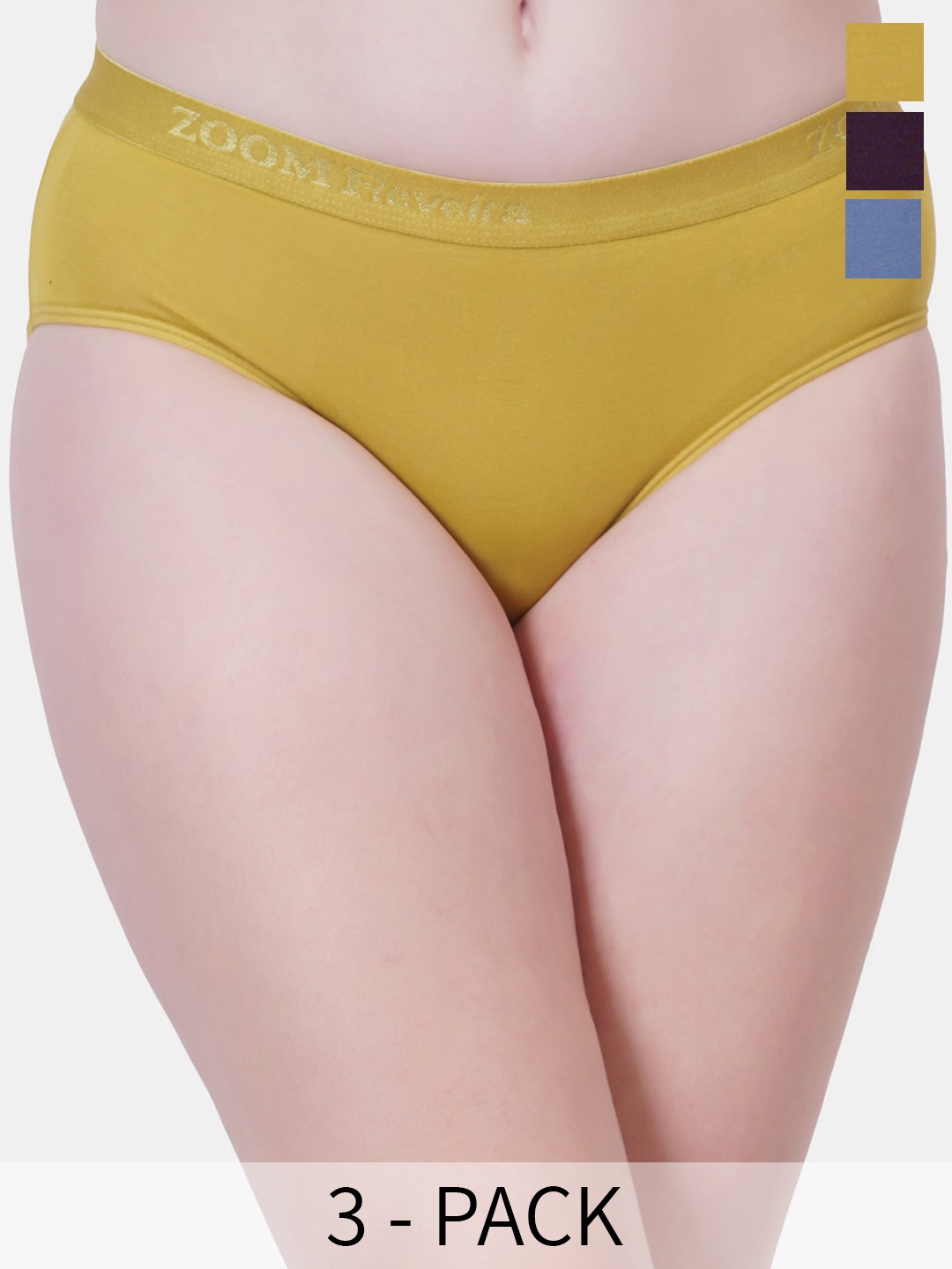 

Reveira Pack Of 3 Assorted Cotton Hipster Briefs