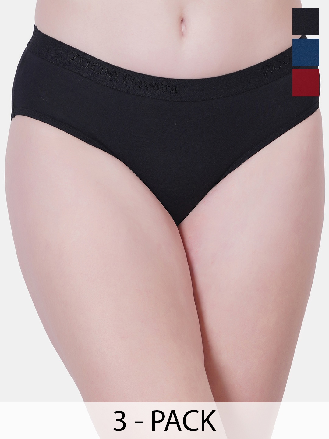 Reveira Pack Of 3 Cotton Assorted Cotton Hipster Briefs