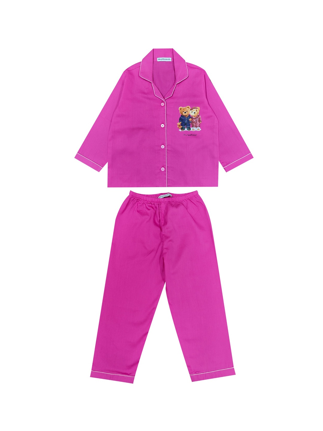 

shopbloom Kids Printed Pure Cotton Night suit, Pink