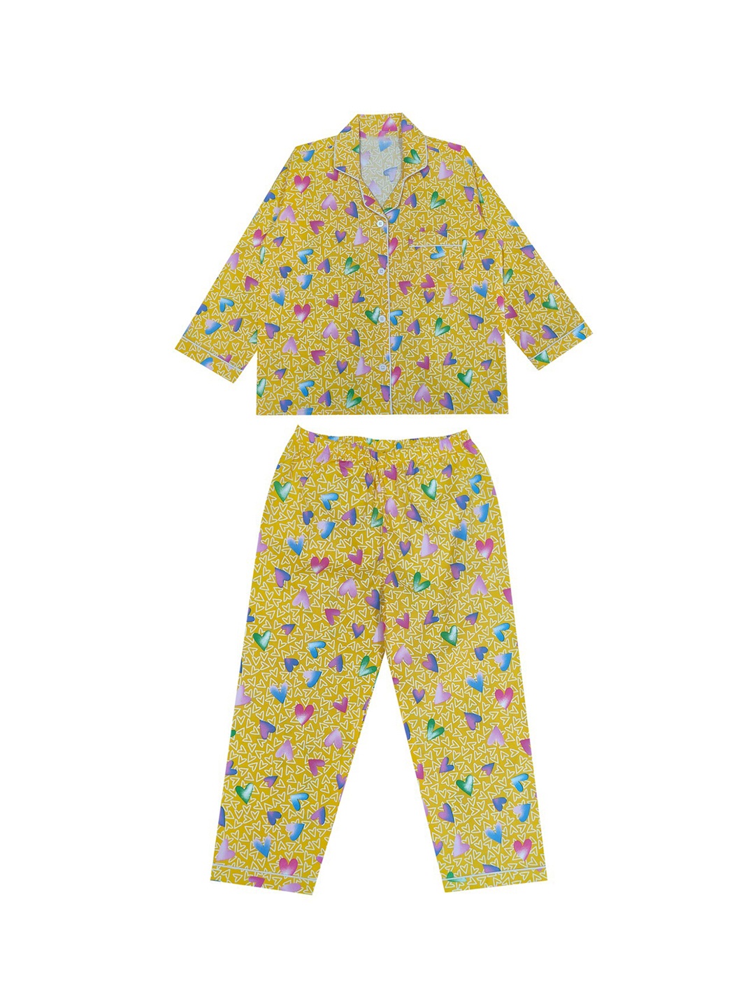 

shopbloom Kids Printed Pure Cotton Night suit, Yellow