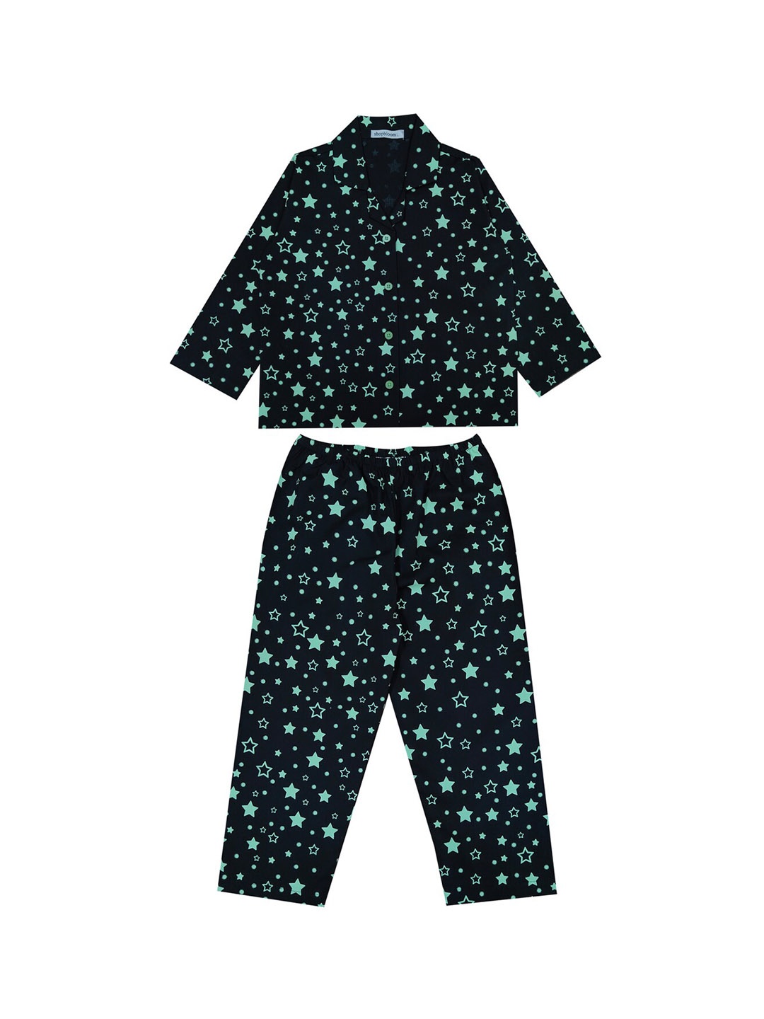 

shopbloom Kids Printed Pure Cotton Night suit, Black