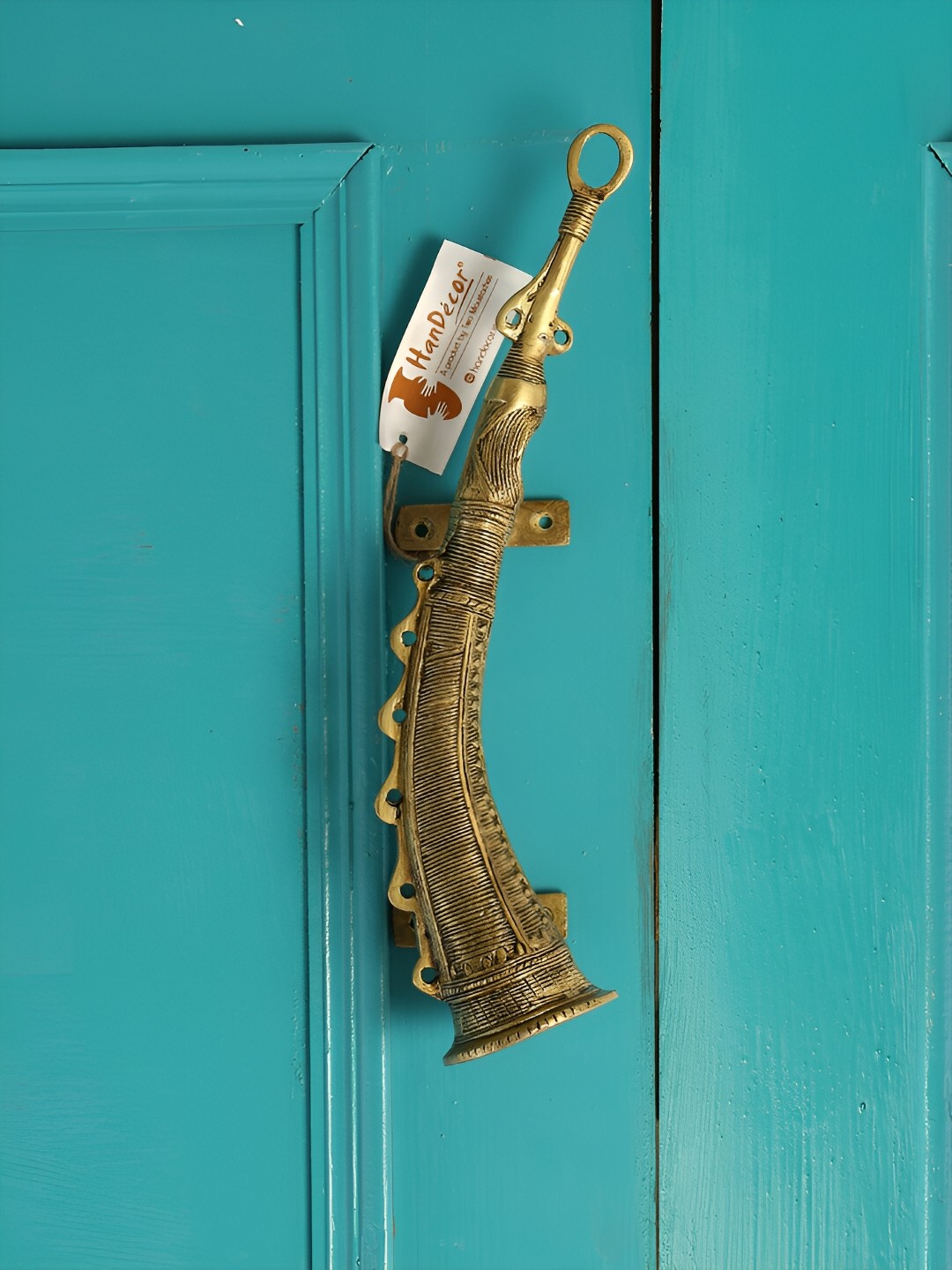 

Two Moustaches Gold-toned 2 Pcs Shehnai Design Brass Door Handles