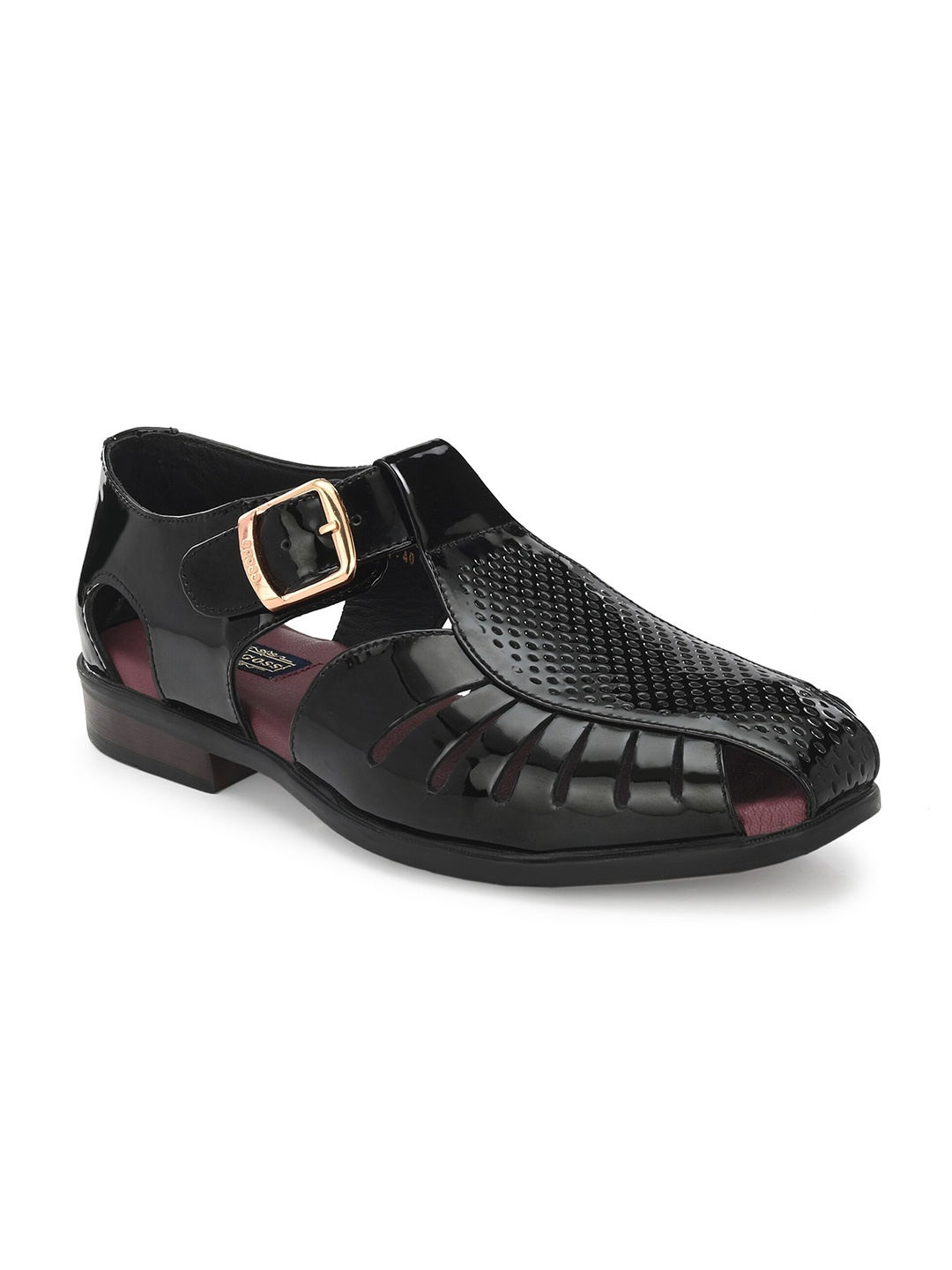 

Egoss Men Leather Fisherman Sandals, Black