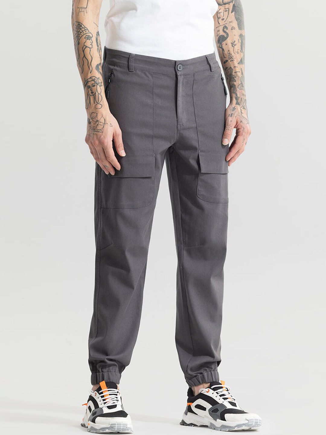 

Snitch Men Grey Smart Mid-Rise Joggers