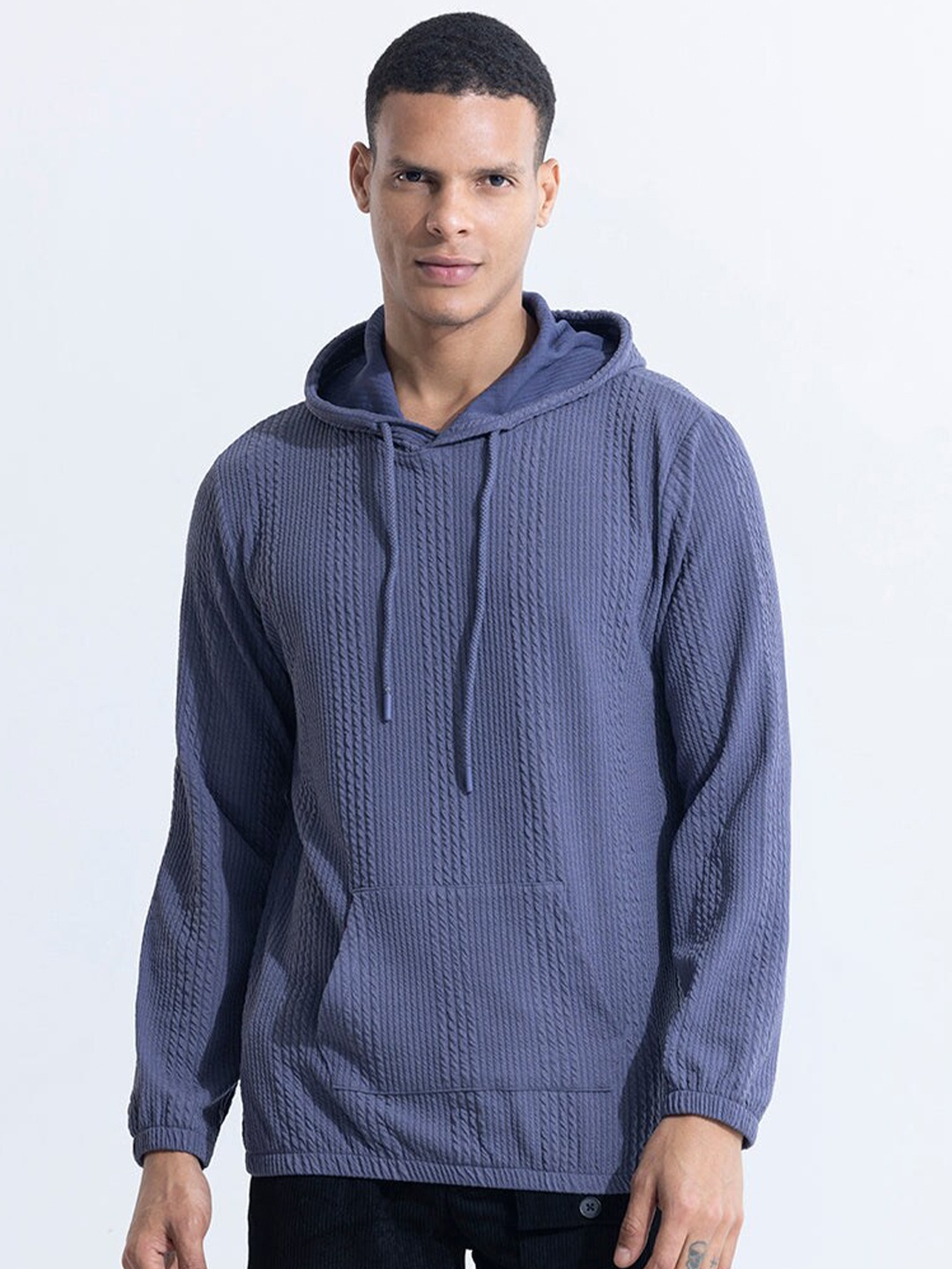 

Snitch Blue Hooded Cotton Pullover Sweatshirt