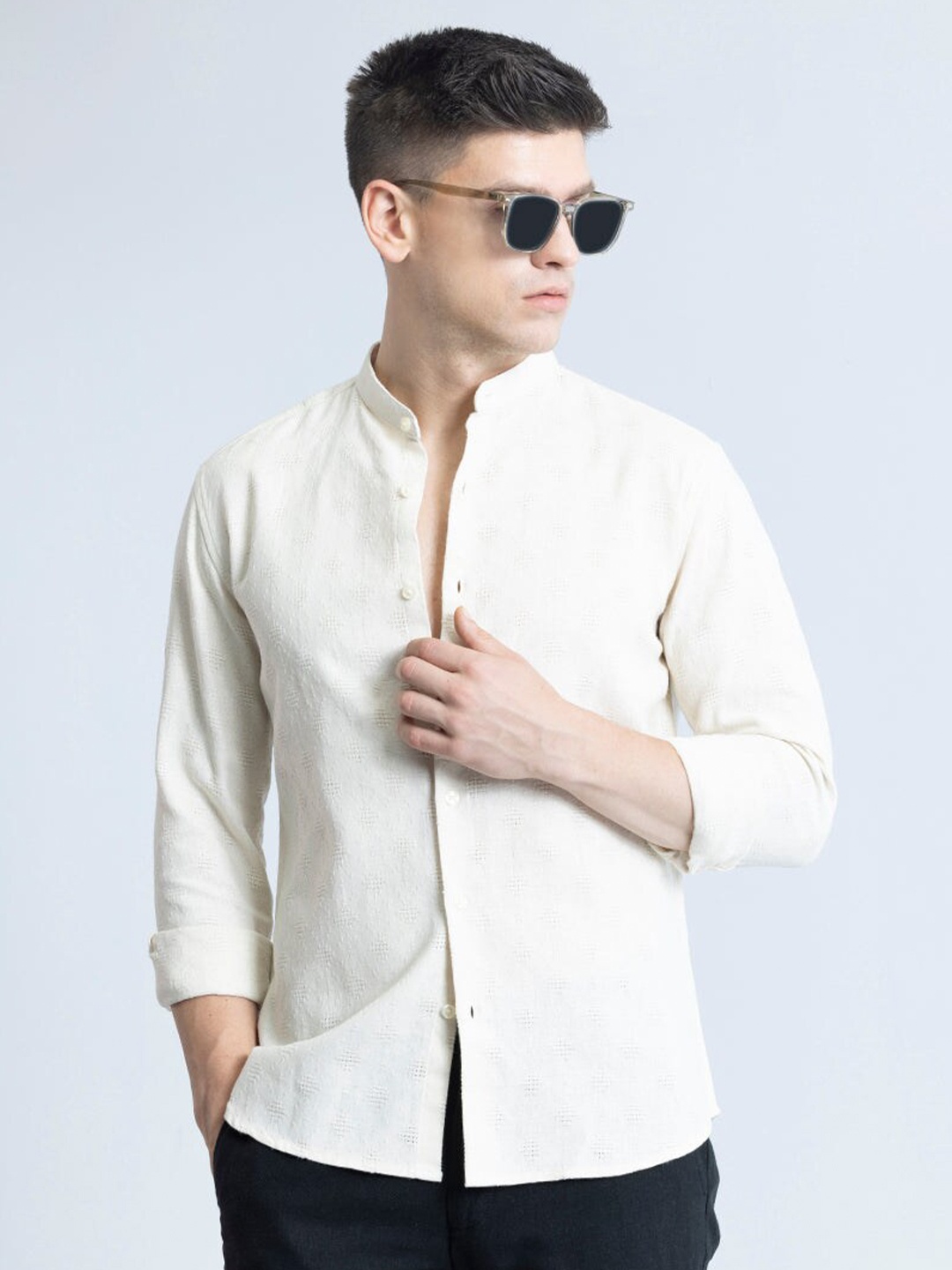 

Snitch Classic Slim Fit Pure Cotton Casual Shirt, Cream