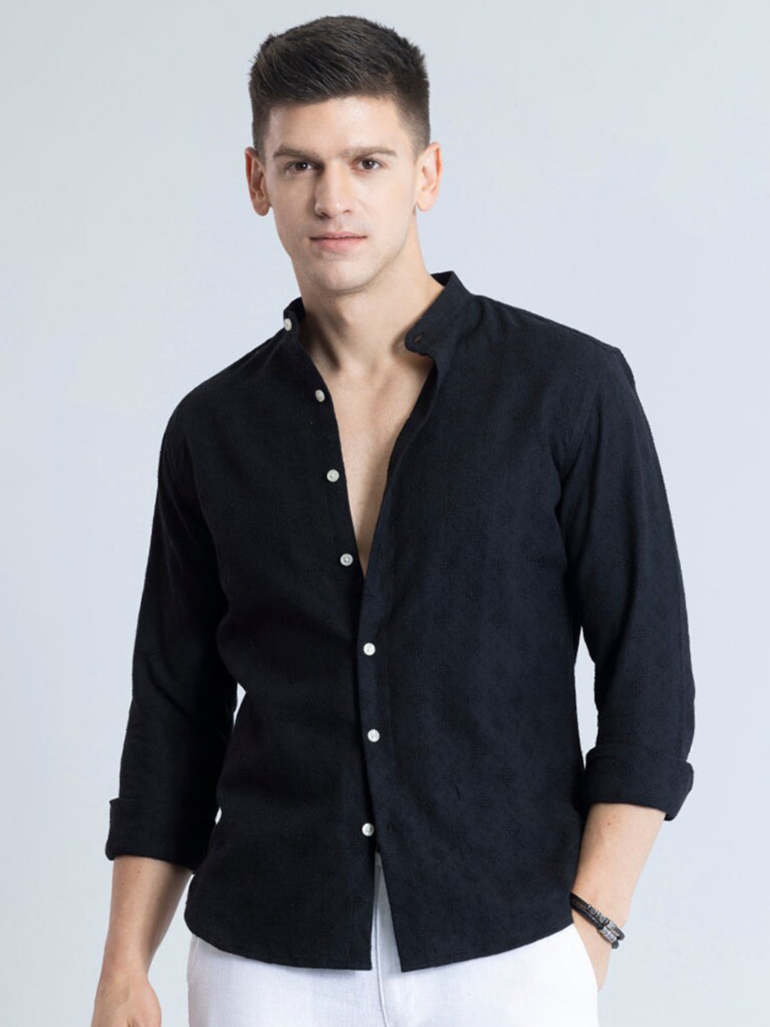 

Snitch Classic Slim Fit Casual Shirt, Black