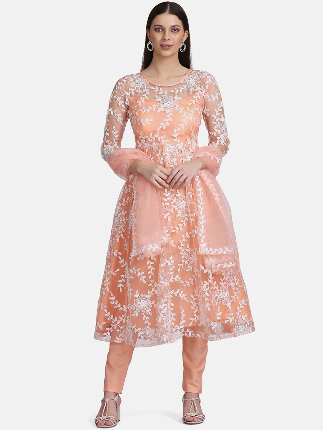 

Warthy Ent Embroidered Unstitched Dress Material, Peach