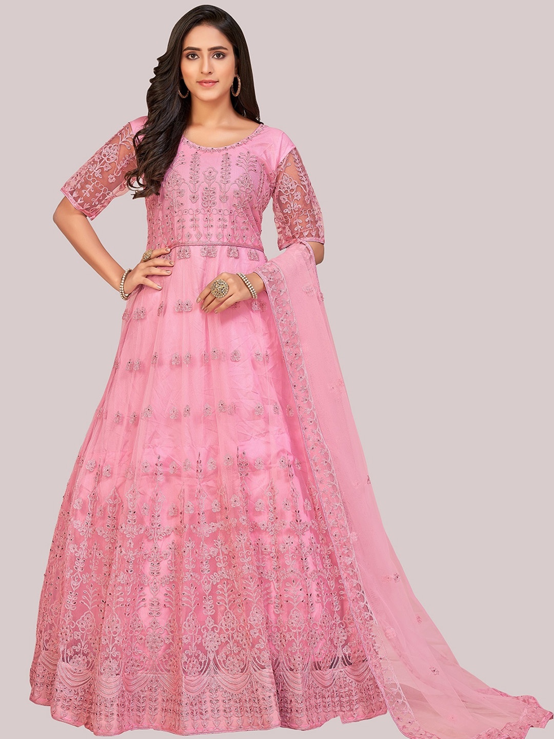 

Warthy Ent Embroidered Unstitched Dress Material, Pink