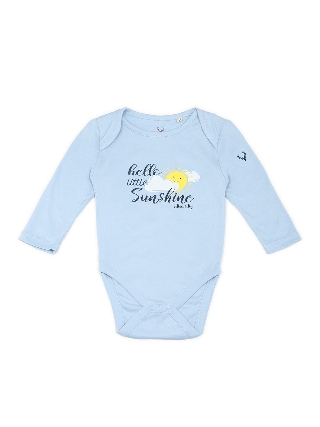 

Allen Solly Junior Infant Boys Typography Printed Long Sleeves Bodysuit, Blue