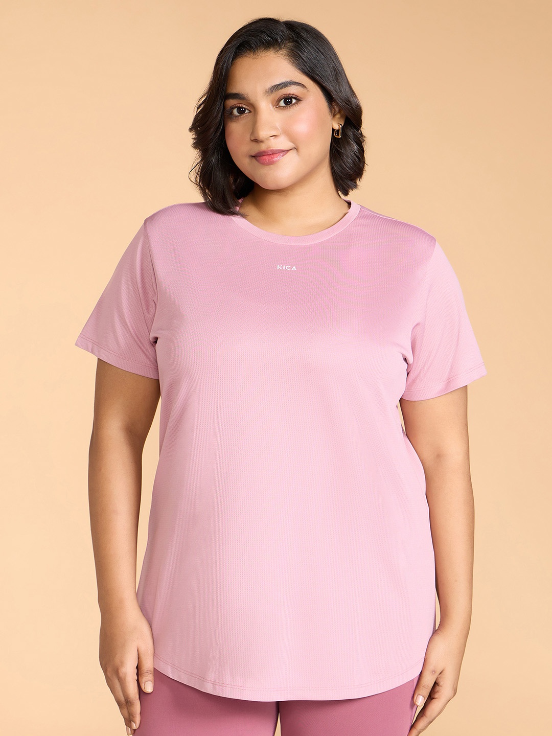 KICA Plus Size Round Neck T-shirt, Pink